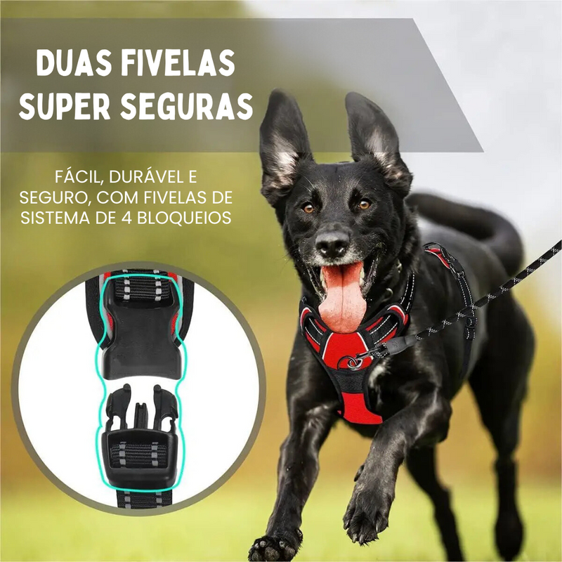 Coleira Peitoral Ajustável com 2 Fivelas para Guias